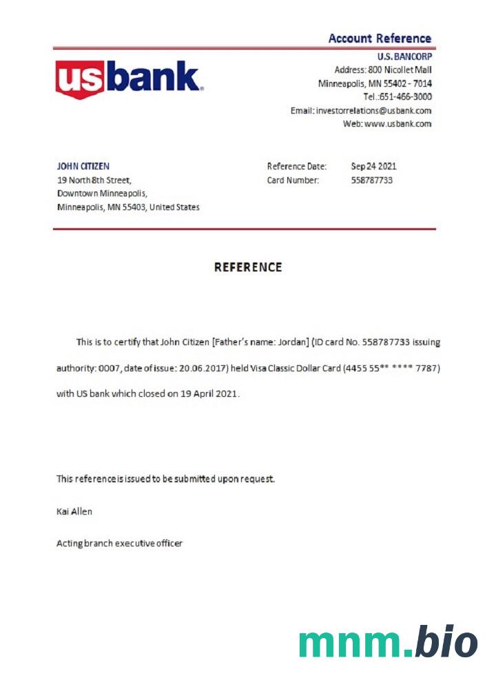 Przykład zamknięcia Banku USA w formacie Word i PDF
